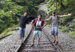 Moments before catching up a view of the Dudhsagar falls